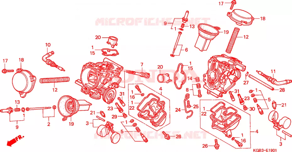 CARBURATEUR (PIECES CONSTITUTIVES) Honda MOTO 125 SHADOW 2000  VT125C2Y