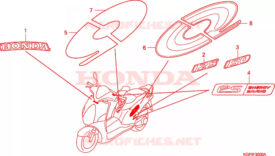 AUTOCOLLANTS Honda SCOOTER 150 AROBASE 2004  NES1504