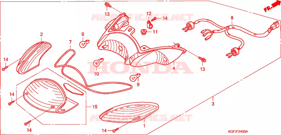 FEUX ARRIERE Honda SCOOTER 150 AROBASE 2004  NES1504