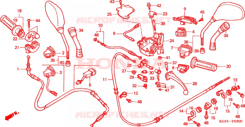 LEVIER DE GUIDON - CABLE - COMMODO Honda SCOOTER 150 AROBASE 2004  NES1504