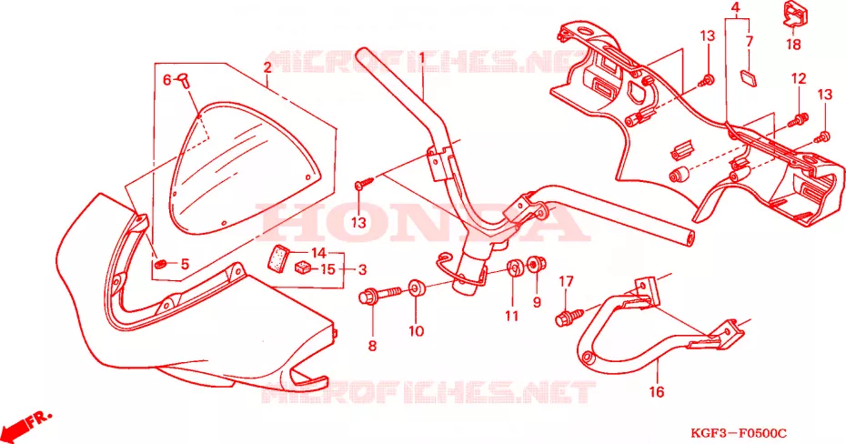 GUIDON - CARENAGE Honda SCOOTER 125 NES 2001  NES1251