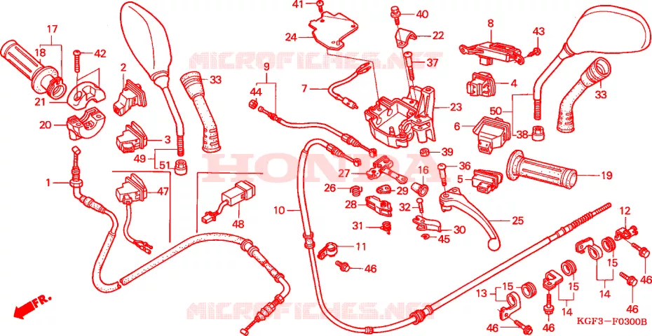 LEVIER DE GUIDON - CABLE - COMMODO Honda SCOOTER 125 NES 2002  NES1252
