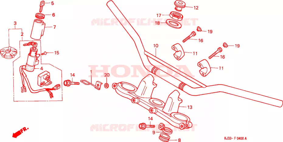 GUIDON - TE DE FOURCHE Honda MOTO 125 TRIAL 1988  TL125J