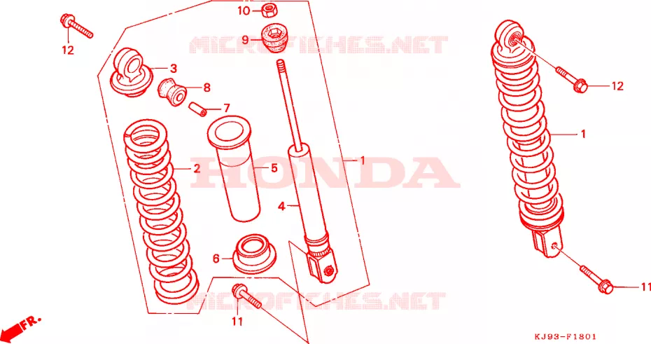 AMORTISSEUR ARRIERE (CH125G/J/L/M/N/P/R) Honda SCOOTER 125 SPACY 1986  CH125G