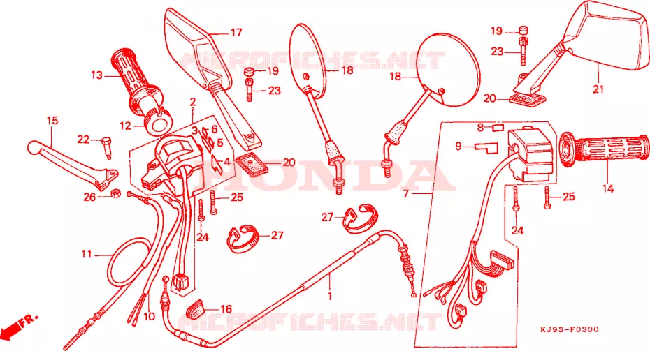 CABLE/LEVIER DE GUIDON/COMMUTATEUR(CH125E/G) Honda SCOOTER 125 SPACY 1984  CH125E