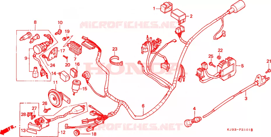 FAISCEAU DES FILS (CH125J/L/M/N/P/R) Honda SCOOTER 125 SPACY 1992  CH125N