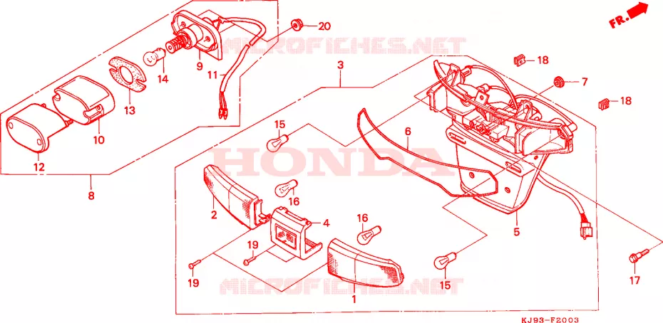 FEU ARRIERE(4) Honda SCOOTER 125 SPACY 1994  CH125R