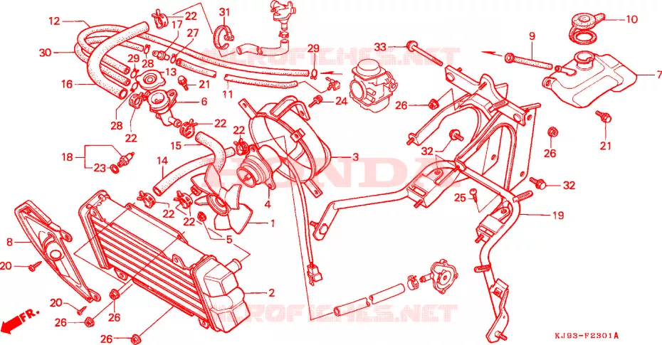 RADIATEUR (CH125J/L/M/N/P/R) Honda SCOOTER 125 SPACY 1988  CH125J