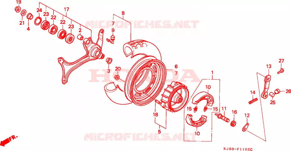 ROUE ARRIERE (CH125J/L/M/N/P/R) Honda SCOOTER 125 SPACY 1994  CH125R