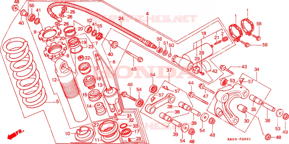 COUSSIN ARRIERE(2) Honda MOTO 200 XR 1986  XR200RG