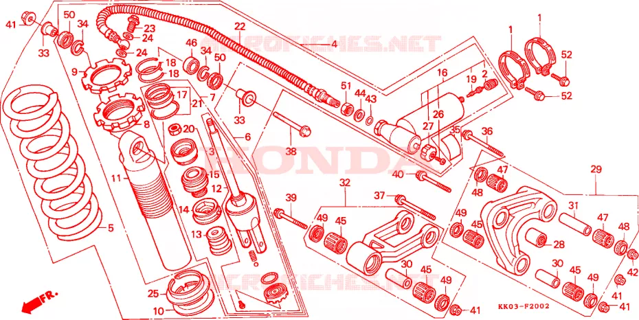 COUSSIN ARRIERE(3) Honda MOTO 200 XR 1992  XR200RN