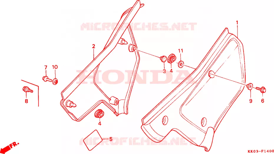 COUVERCLES LATERAUX Honda MOTO 200 XR 1987  XR200RH