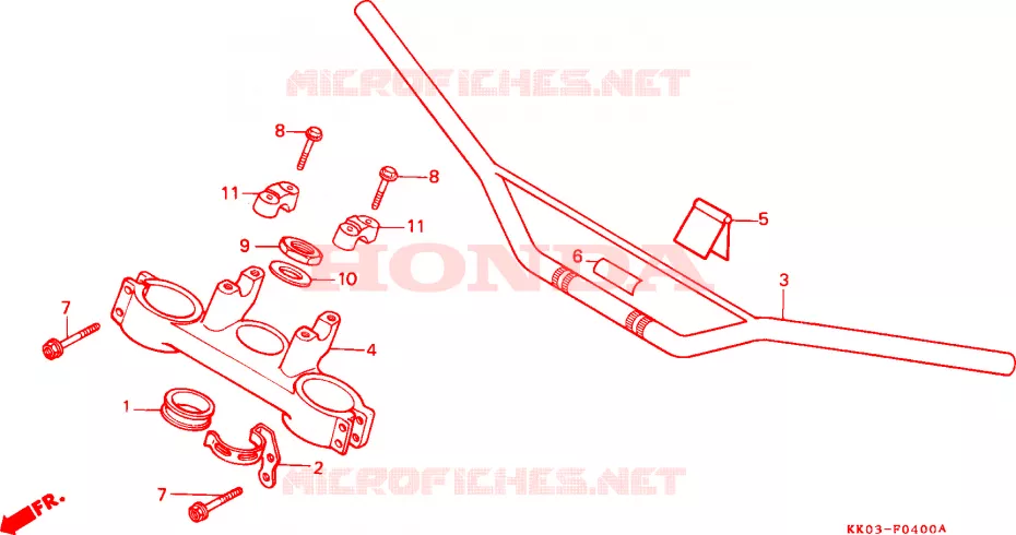 GUIDON - TE DE FOURCHE (1) Honda MOTO 200 XR 1990  XR200RL