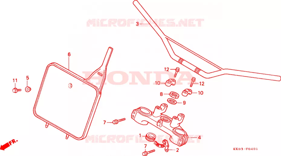 GUIDON - TE DE FOURCHE (2) Honda MOTO 200 XR 1992  XR200RN