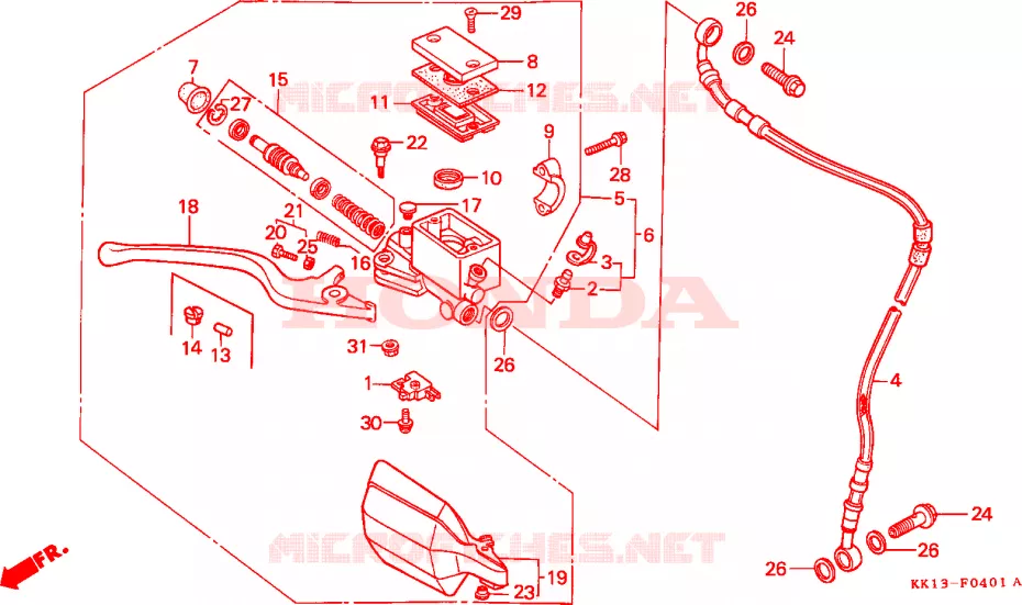 MAITRE-CYLINDRE FREIN AV.(2) Honda MOTO 250 XR 1990  XR250RL