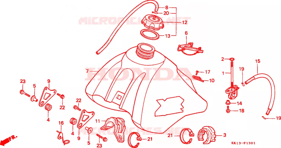 RESERVOIR A CARBURANT (XR250RG/RH/RJ/RK/RL/RM) Honda MOTO 250 XR 1987  XR250RH