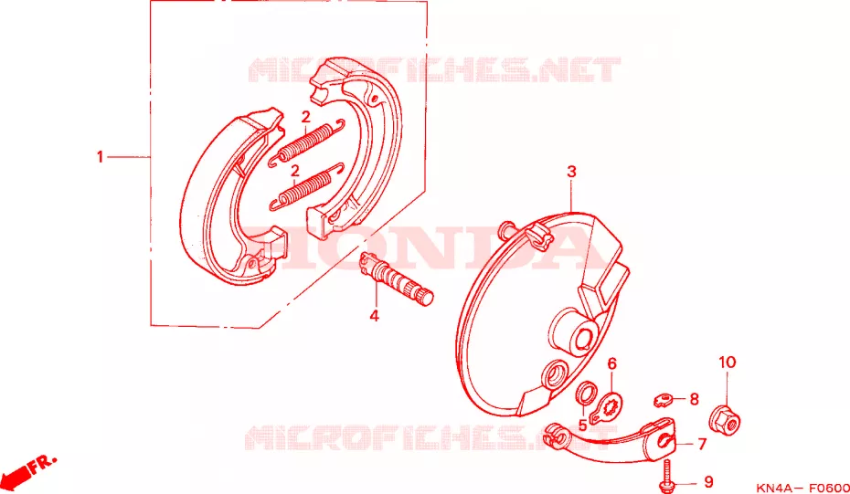 FLASQUE - MACHOIRES DE FREIN AVANT Honda MOTO 100 XR 2001  XR100R1