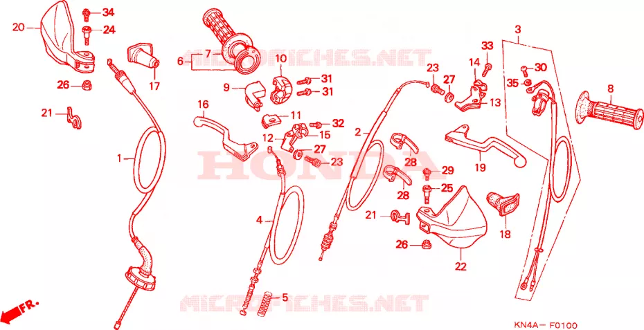 LEVIER DE GUIDON - CABLE Honda MOTO 100 XR 2002  XR100R2