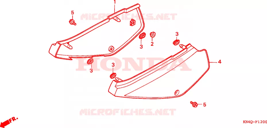 COUVERCLES LATERAUX Honda MOTO 100 XR 1999  XR100RX
