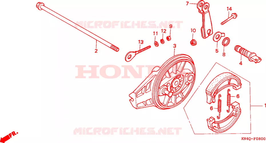 FLASQUE - MACHOIRES DE FREIN ARRIERE Honda MOTO 100 XR 1996  XR100RT