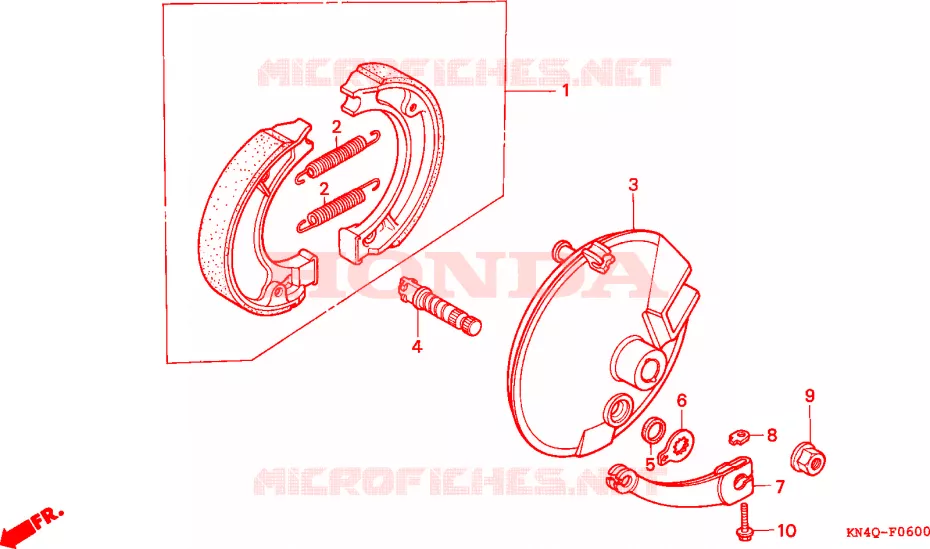 FLASQUE - MACHOIRES DE FREIN AVANT Honda MOTO 100 XR 1995  XR100RS
