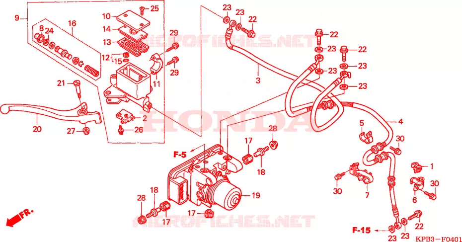 MAITRE-CYLINDRE FREIN AV./MODULATEUR ABS(NSS250A) Honda SCOOTER 250 JAZZ 2003  NSS250A3