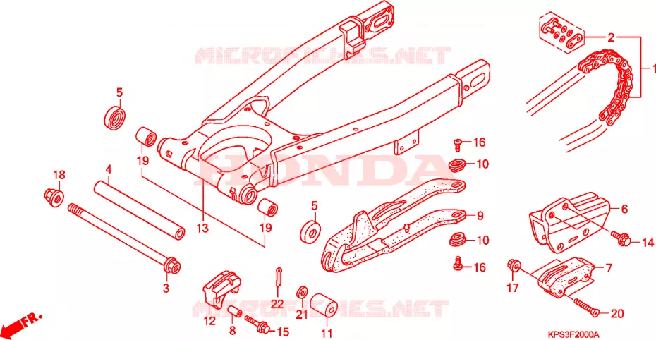 BRAS OSCILLANT - CARTER DE CHAINE Honda MOTO 230 CRF 2006  CRF230F6
