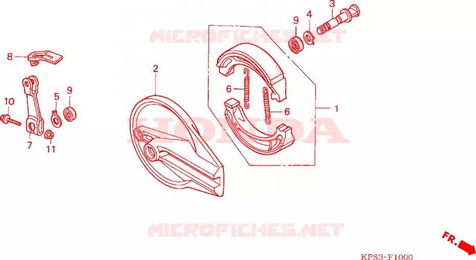 FLASQUE - MACHOIRES DE FREIN ARRIERE Honda MOTO 230 CRF 2010  CRF230F9