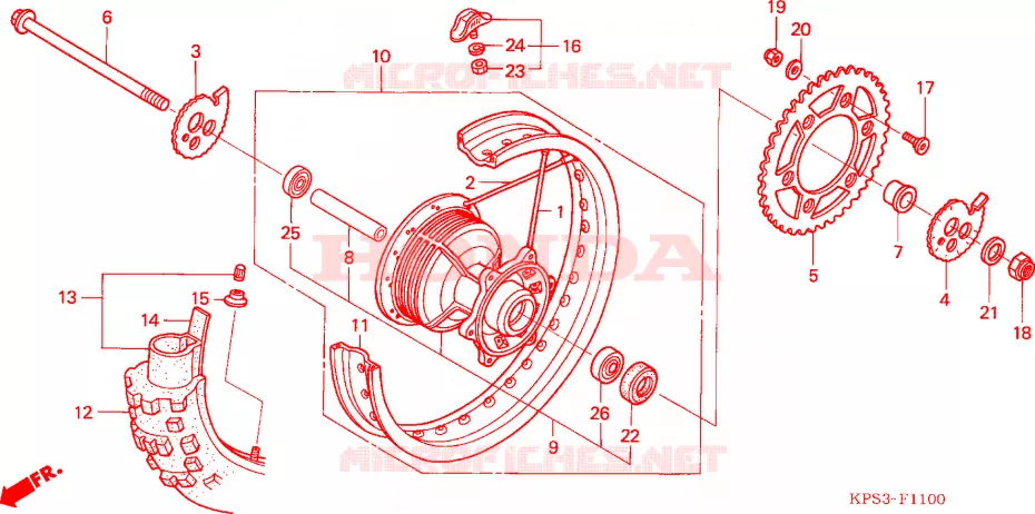 ROUE ARRIERE Honda MOTO 230 CRF 2003  CRF230F3