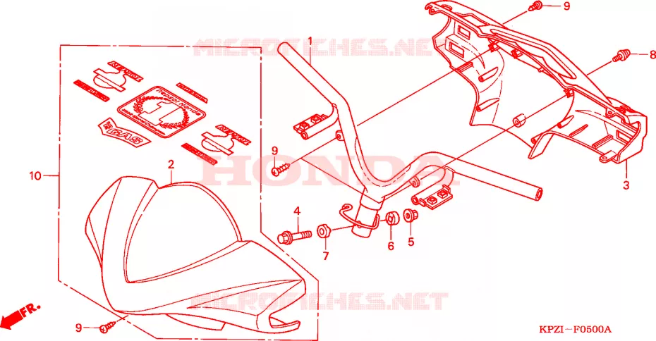 GUIDON - CARENAGE Honda SCOOTER 125 DYLAN 2004  SES1254