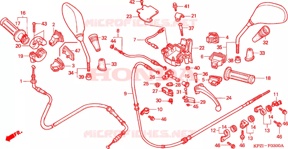 LEVIER DE GUIDON - CABLE - COMMODO Honda SCOOTER 125 DYLAN 2005  SES1254