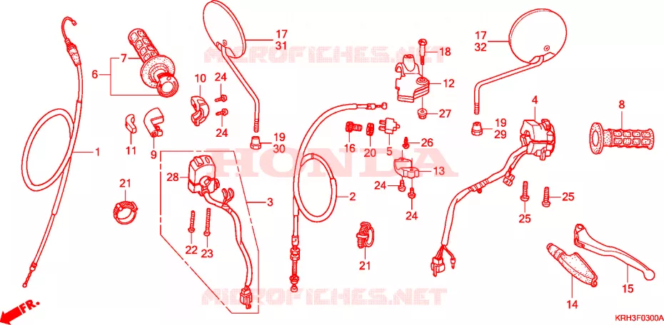 LEVIER DE GUIDON - CABLE - COMMODO Honda MOTO 125 XR 2004  XR125L3