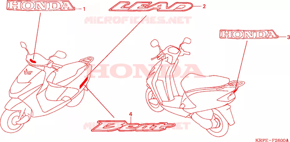 AUTOCOLLANTS Honda SCOOTER 100 LEAD 2008  SCV100F5