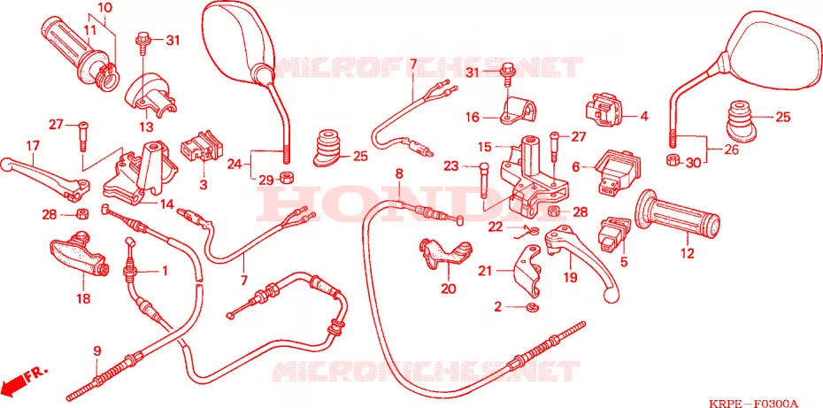 LEVIER DE GUIDON - CABLE - COMMODO Honda SCOOTER 100 LEAD 2006  SCV100F5