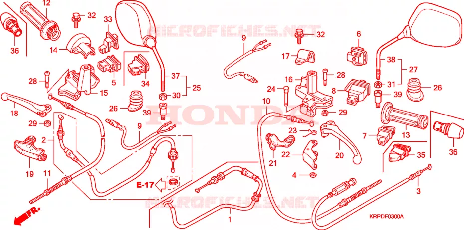 LEVIER DE GUIDON - CABLE - COMMODO Honda SCOOTER 100 LEAD 2010  SCV100FA