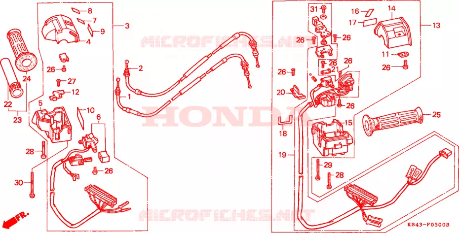 COMMODO - LEVIER - CABLE Honda SCOOTER 250 SPAZIO 1990  CN250L