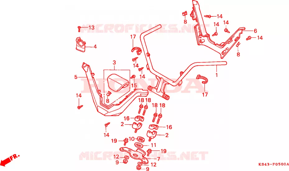 GUIDON - TE DE FOURCHE Honda SCOOTER 250 SPAZIO 1990  CN250L