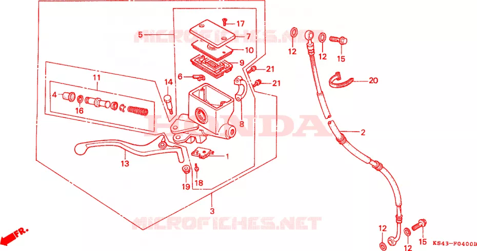 MAITRE CYLINDRE DE FREIN AVANT Honda SCOOTER 250 SPAZIO 1988  CN250J