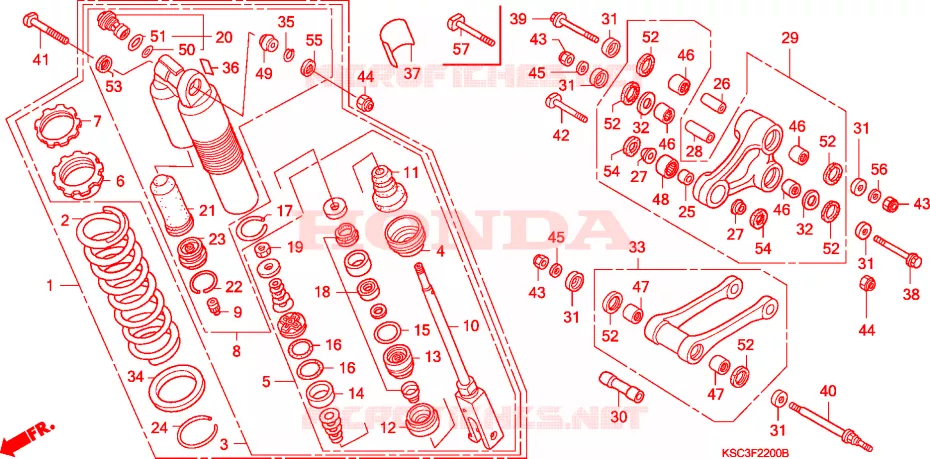 AMORTISSEUR ARRIERE Honda MOTO 250 CRF 2009  CRF250X9