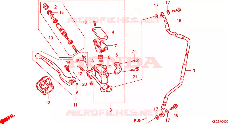 MAITRE CYLINDRE DE FREIN AVANT Honda MOTO 250 CRF 2010  CRF250X9