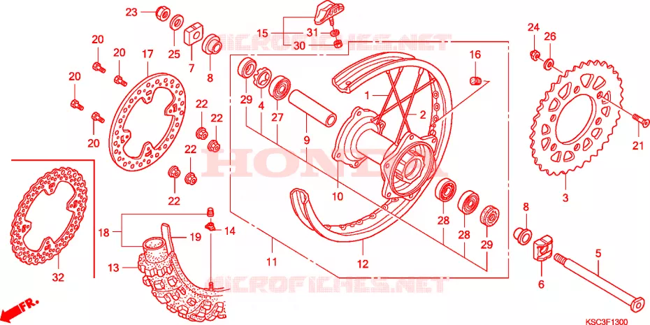 ROUE ARRIERE Honda MOTO 250 CRF 2005  CRF250X5