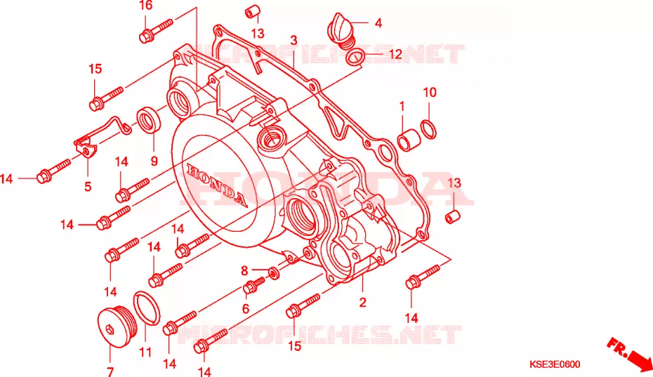 COUVERCLE DE CARTER MOTEUR DROIT Honda MOTO 150 CRF 2008  CRF150RB8