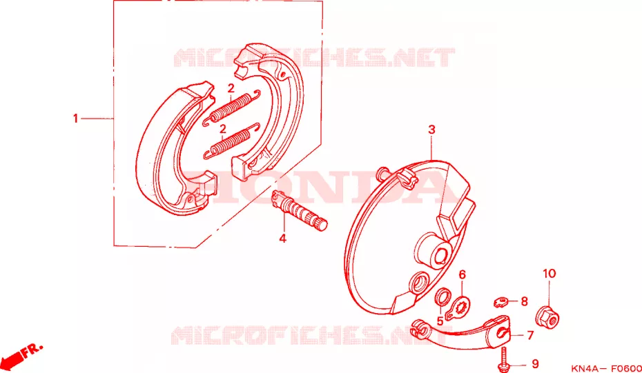 FLASQUE - MACHOIRES DE FREIN AVANT Honda MOTO 100 CRF 2007  CRF100F7