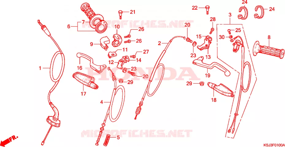 LEVIER DE GUIDON - CABLE Honda MOTO 80 CRF 2006  CRF80F6