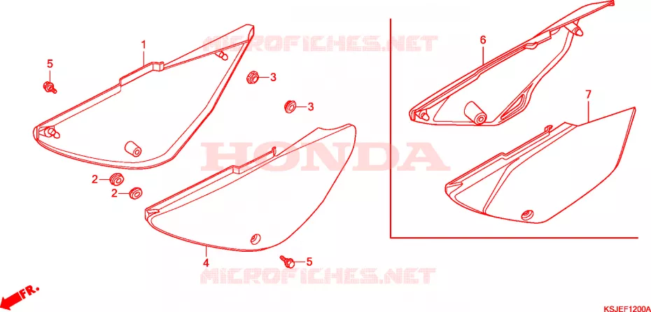 COUVERCLES LATERAUX Honda MOTO 80 CRF 2011  CRF80FB