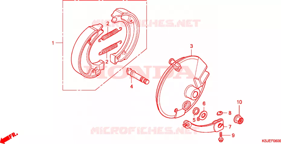 FLASQUE - MACHOIRES DE FREIN AVANT Honda MOTO 100 CRF 2010  CRF100FA