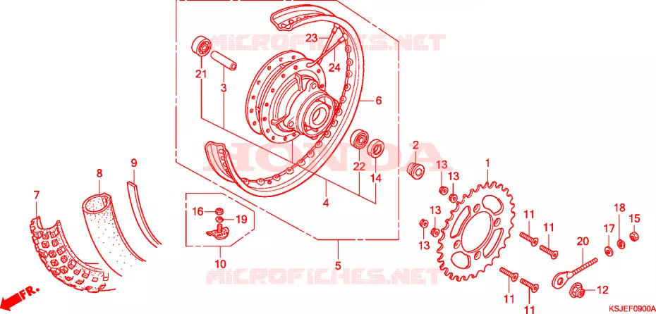 ROUE ARRIERE Honda MOTO 80 CRF 2009  CRF80F9