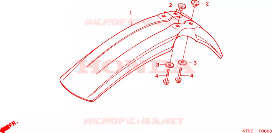 GARDE BOUE AVANT Honda MOTO 200 XR 2002  XR200R2