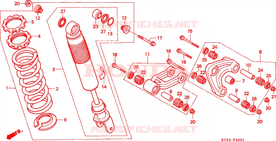 COUSSIN ARRIERE(2) Honda MOTO 200 XR 1999  XR200RX