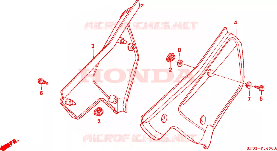 COUVERCLES LATERAUX Honda MOTO 200 XR 1994  XR200RR